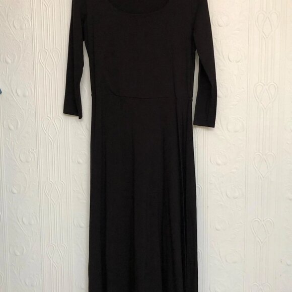 Never worn sustainable People Tree fit and flare black jersey dress Size 10 US - Picture 2 of 3